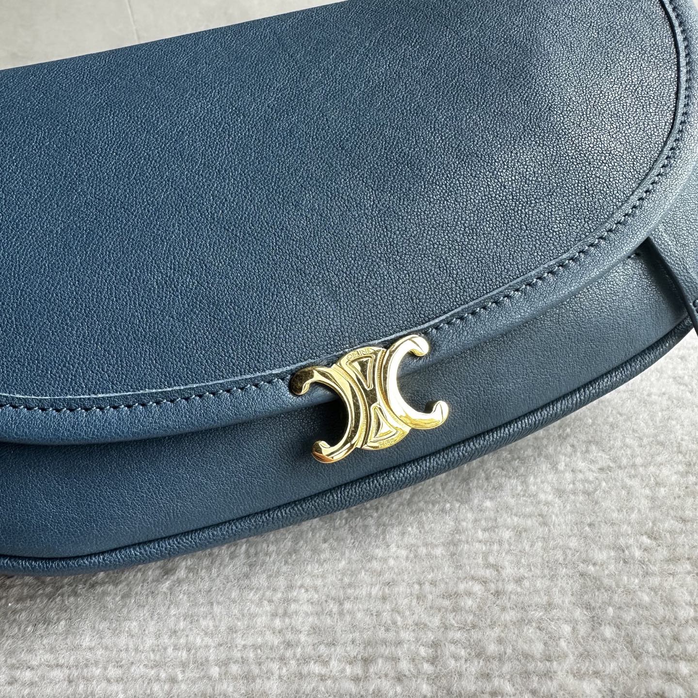 Celine Halfmoon Triomphe Small Bag 25cm Teal Green Lambskin