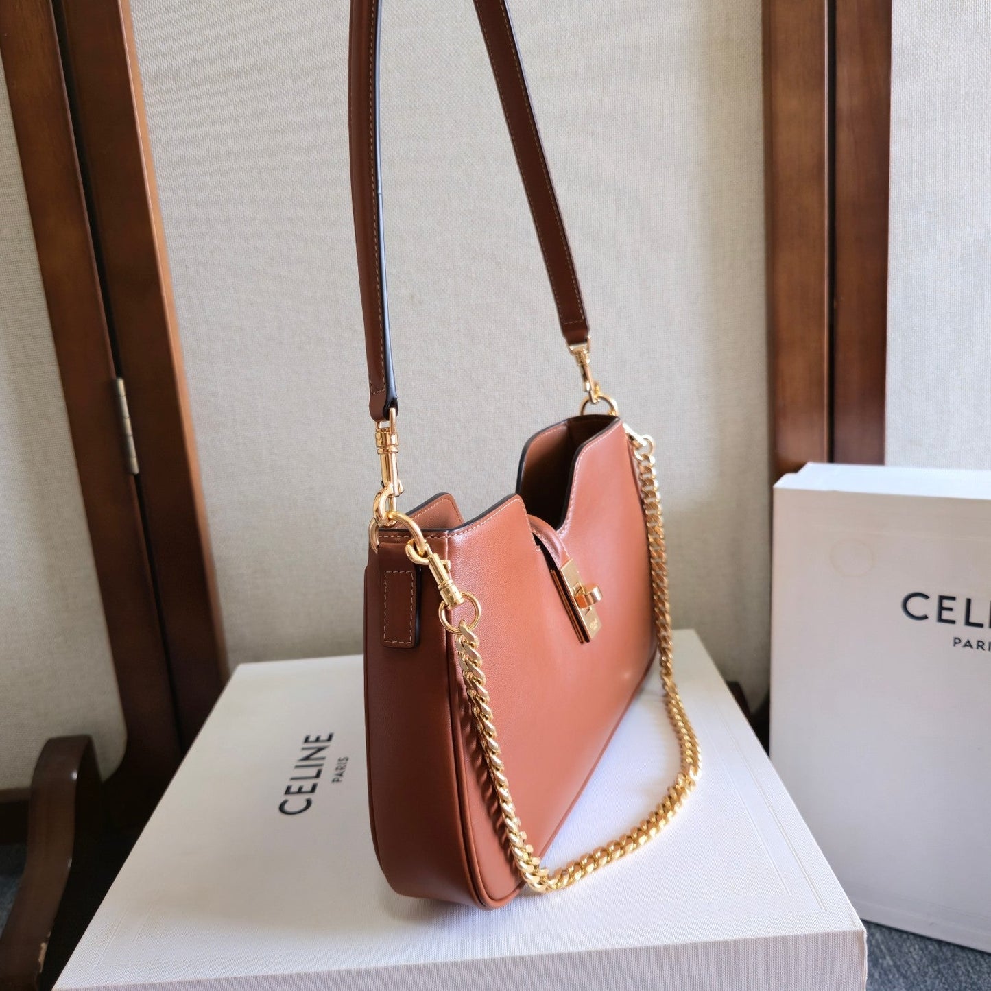 Celine Camille 16 Soft Shoulder Bag Smooth Brown Calfskin