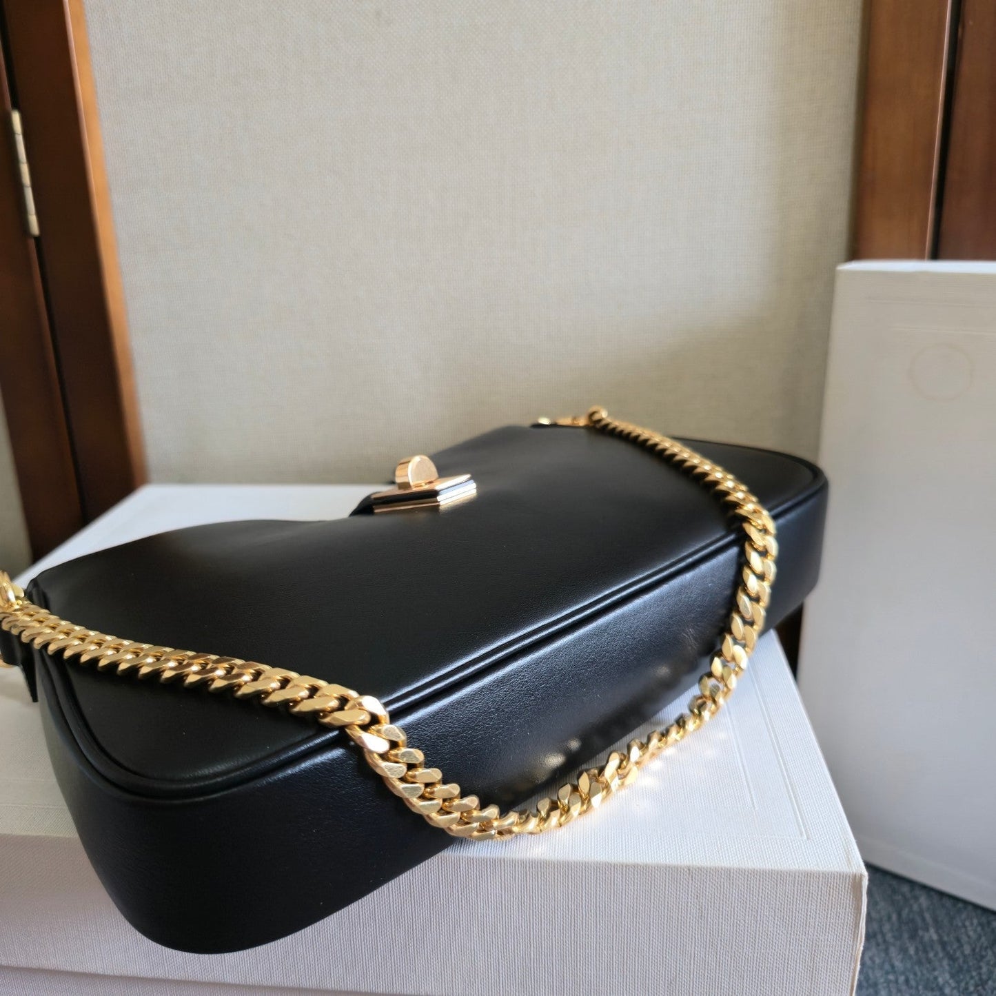 Celine Camille 16 Soft Shoulder Bag Smooth Black Calfskin