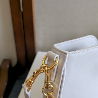 Celine Camille 16 Soft Shoulder Bag Smooth White Calfskin