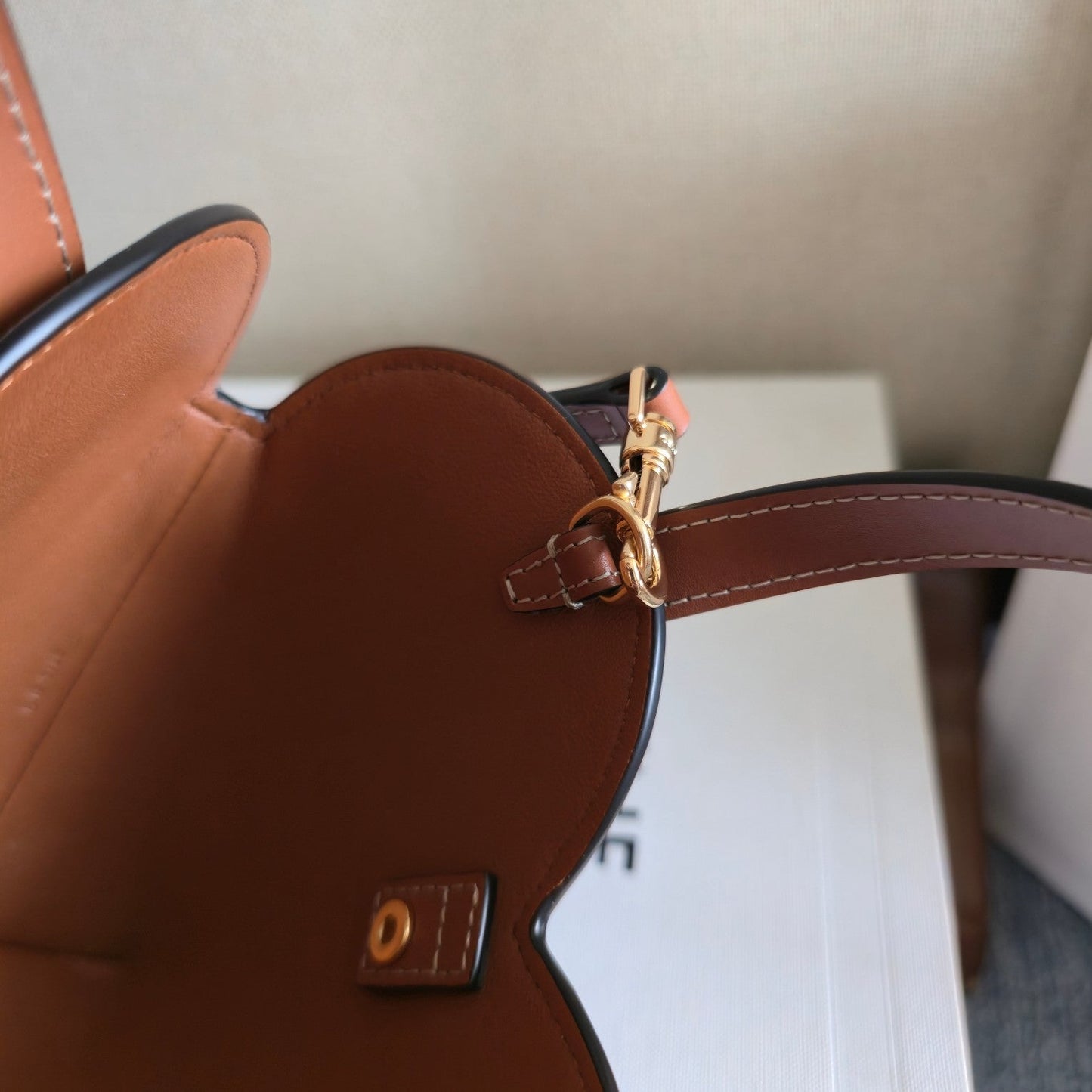 Celine 2025 Heart-Shaped Bag 19cm Black Tan Canvas Calfskin 276287