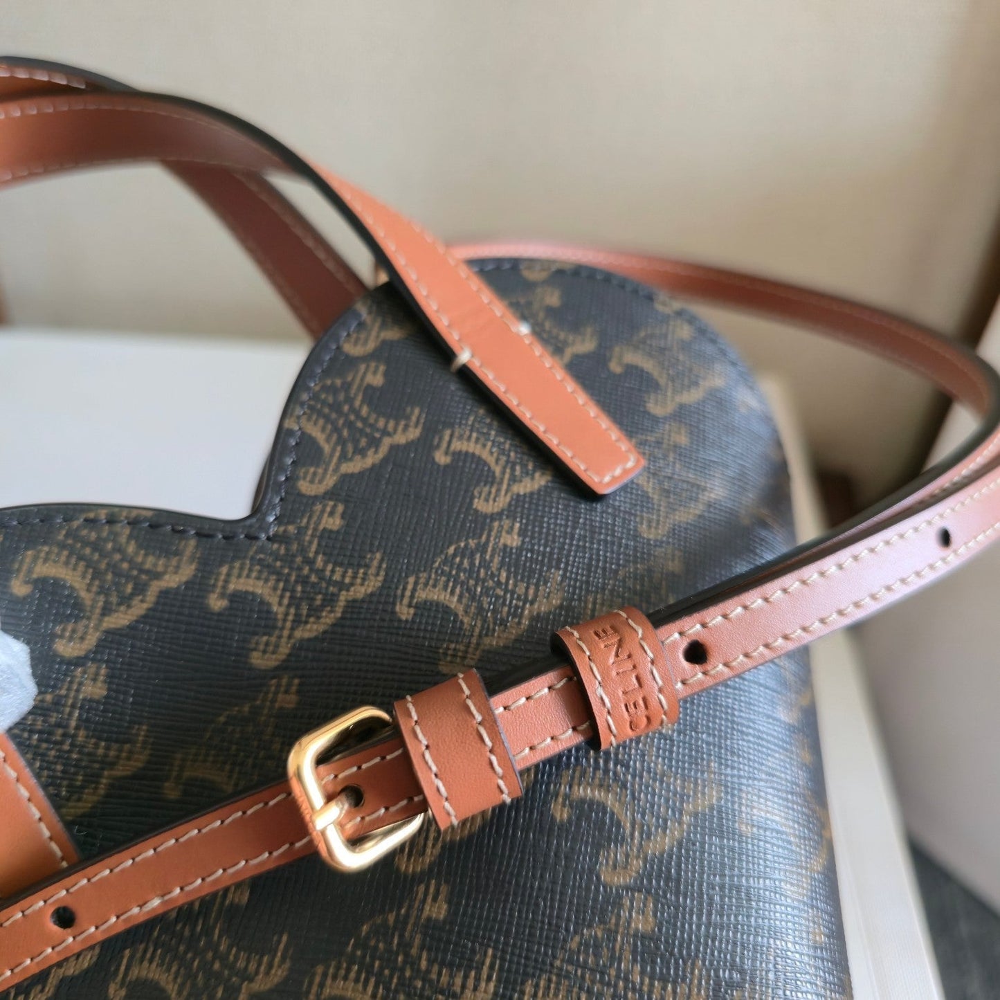 Celine Heart-shaped Mini Bag Brown Black Triomphe Canvas Lambskin