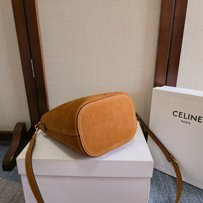 Celine Medium Bucket Louise Bag Camel Suede