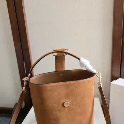 Celine Medium Bucket Louise Bag Camel Suede