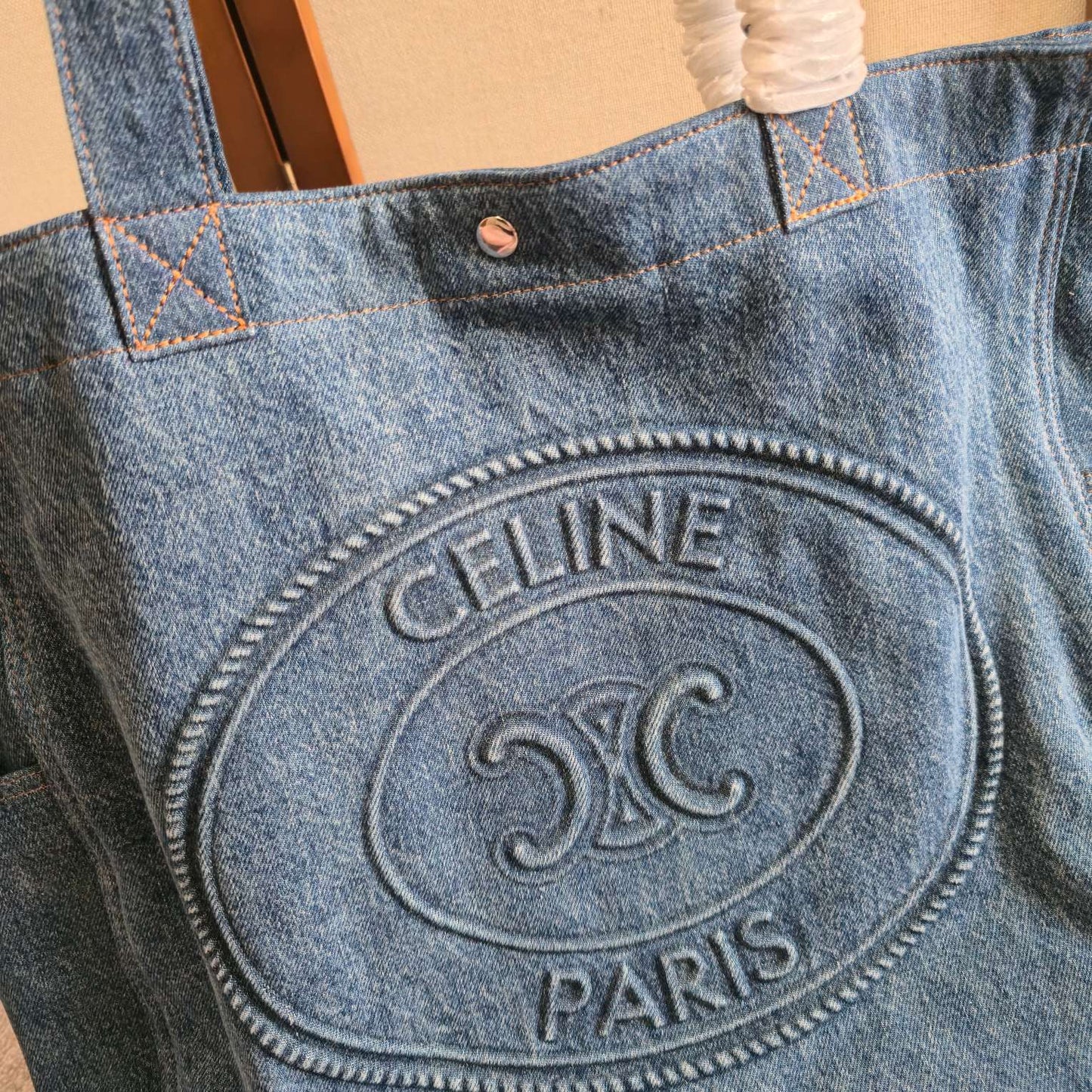 Celine Cabas Horizontal Tote Bag Blue Denim