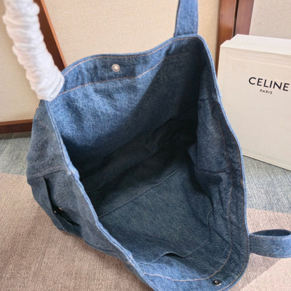 Celine Cabas Horizontal Tote Bag Blue Denim