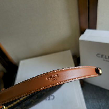 Celine Mini Ava Shoulder Bag Brown Black Triomphe Canvas