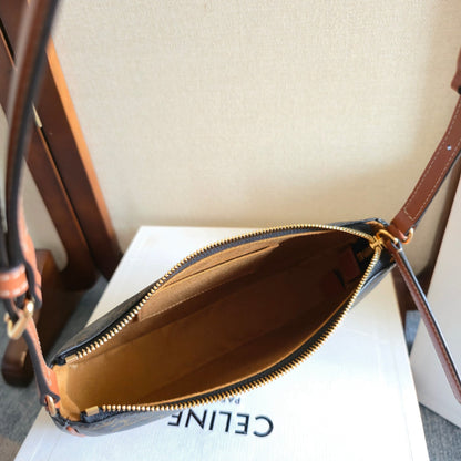 Celine Mini Ava Shoulder Bag Brown Black Triomphe Canvas