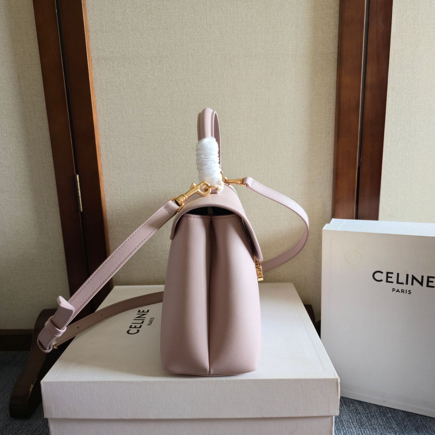 Celine Medium Nino Bag 25.5 Light Pink Grained Calfskin