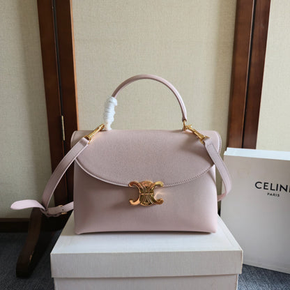 Celine Medium Nino Bag 25.5 Light Pink Grained Calfskin