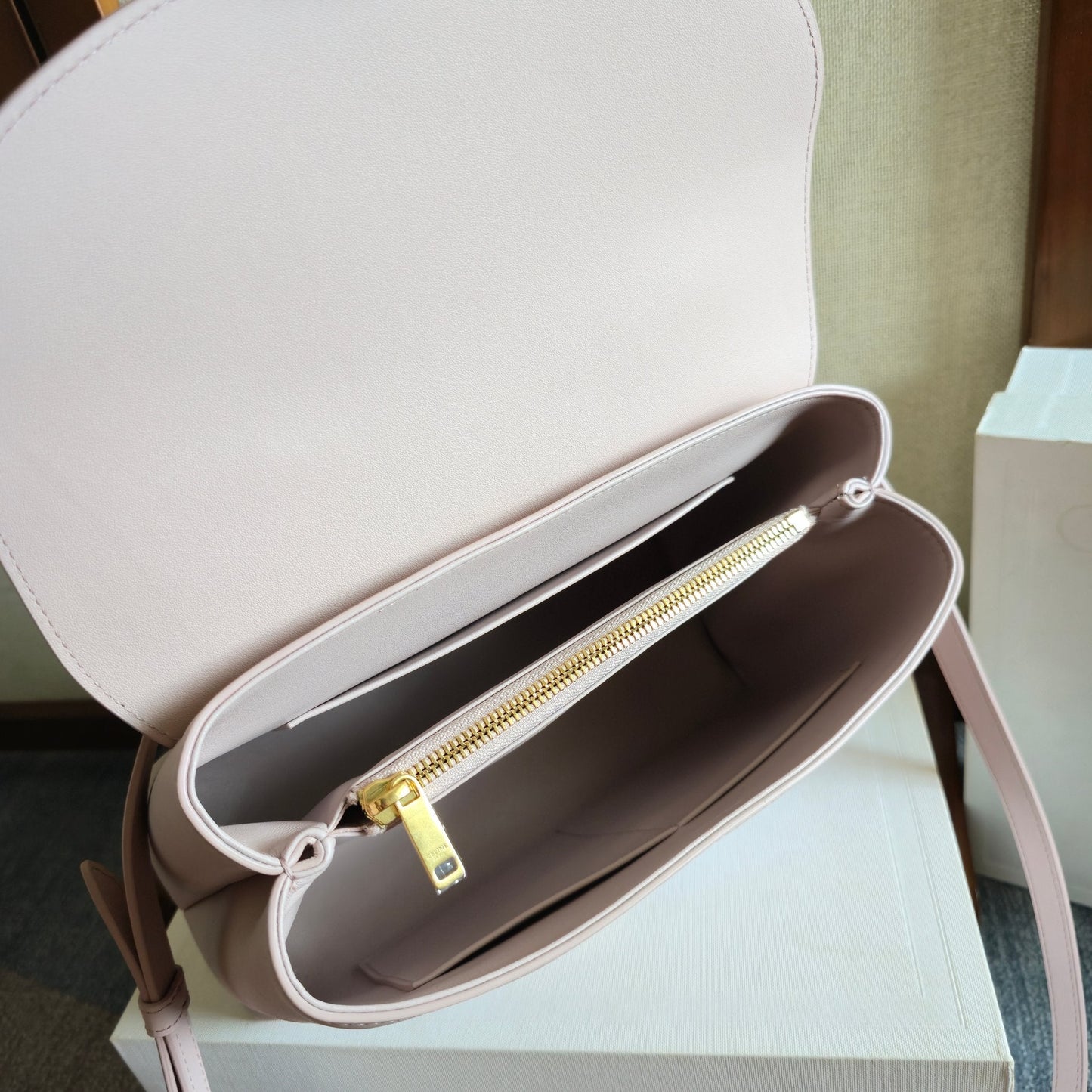 Celine Medium Nino Bag 25.5 Light Pink Grained Calfskin