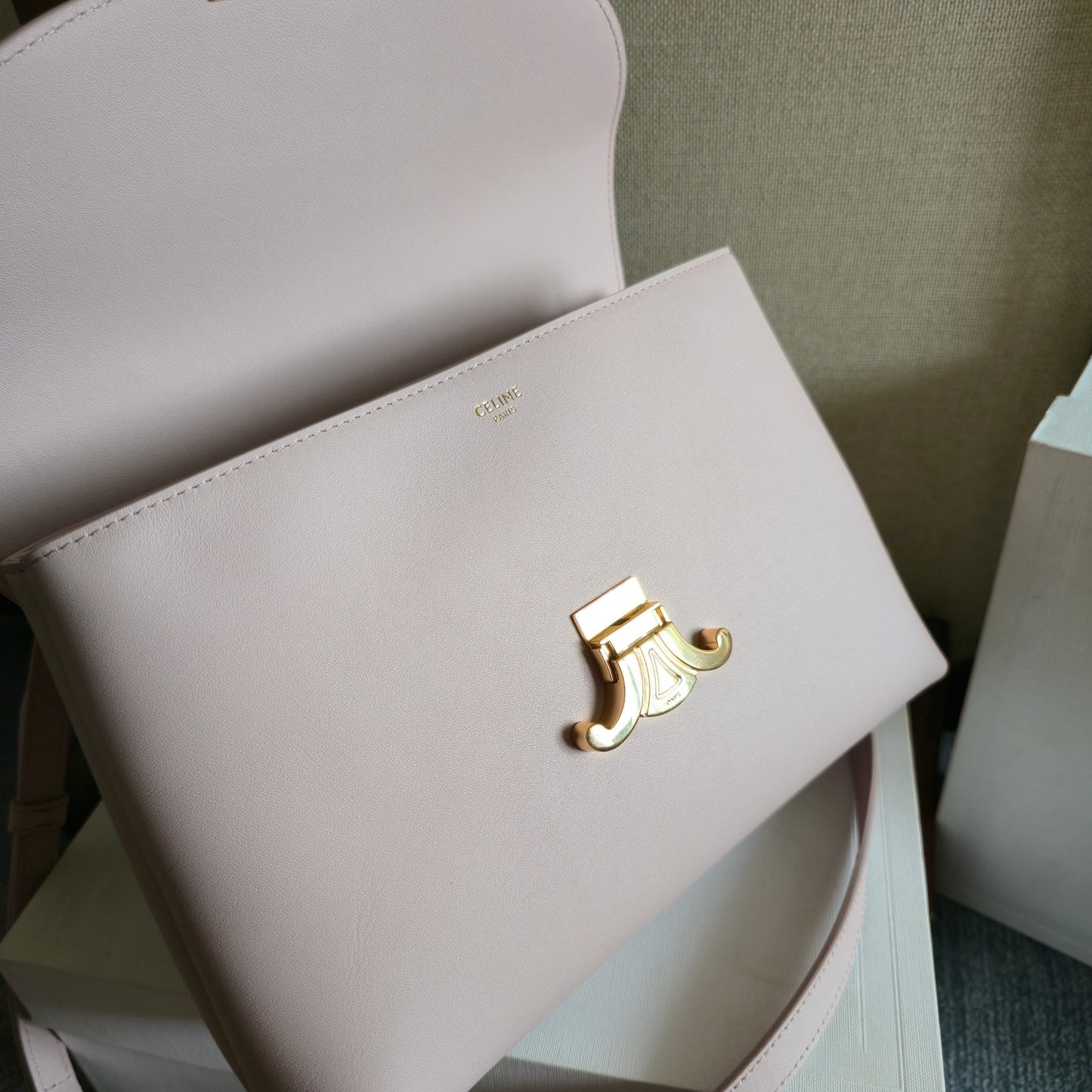 Celine Medium Nino Bag 25.5 Light Pink Grained Calfskin