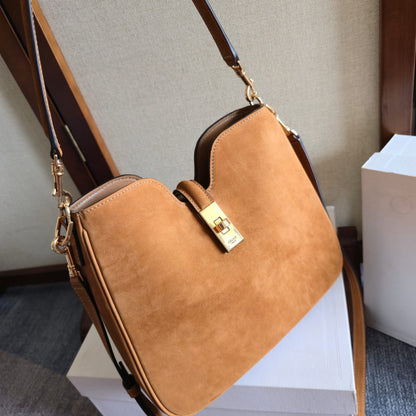 Celine Small Camille 16 Soft Bag Camel Nubuck Leather