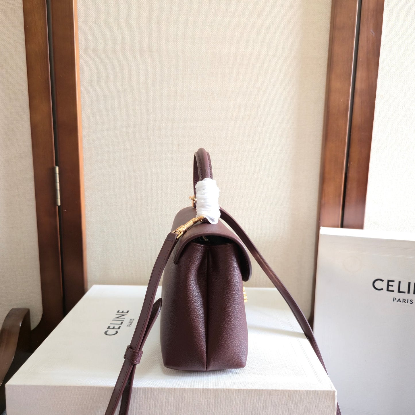 Celine Medium Nino Bag 25.5 Burgundy Calfskin