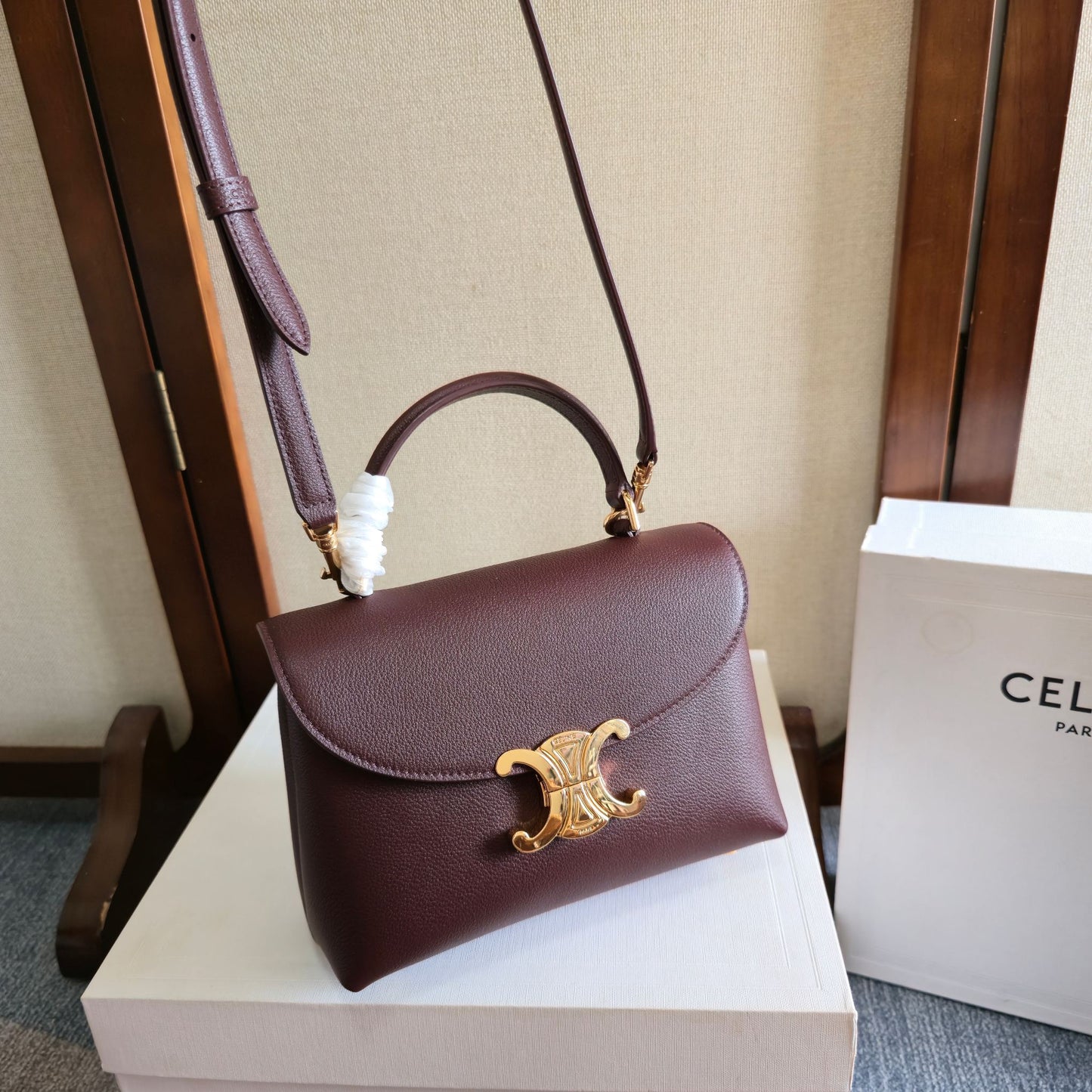 Celine Medium Nino Bag 25.5 Burgundy Calfskin
