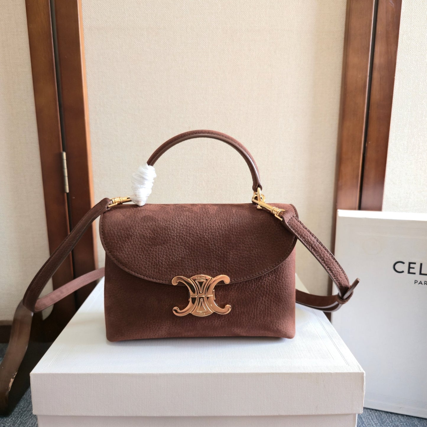Celine Medium Nino Bag 25.5 Coffee Brown Cowhide