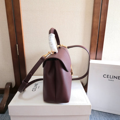 Celine Medium Nino Bag 25.5 Dark Burgundy Grained Calfskin