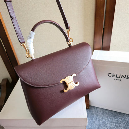 Celine Medium Nino Bag 25.5 Dark Burgundy Grained Calfskin