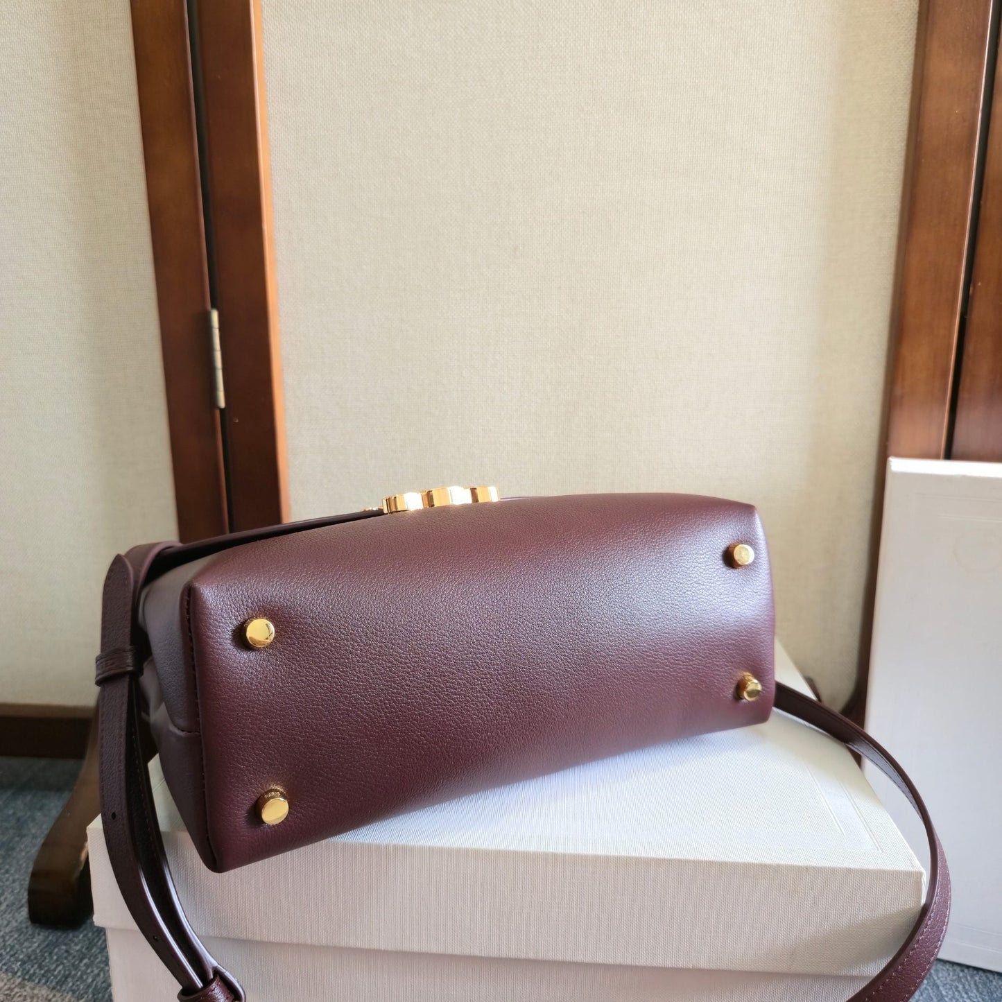 Celine Medium Nino Bag 25.5 Dark Burgundy Grained Calfskin