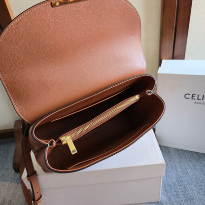 Celine Medium Nino Bag 25.5 Brown Grained Calfskin