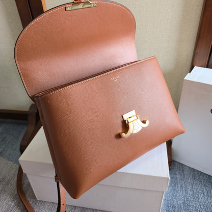 Celine Medium Nino Bag 25.5 Brown Grained Calfskin
