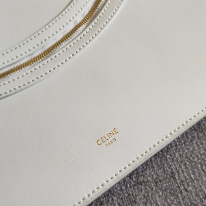 Celine 2026 Flat Cabas New Luggage Bag White Calfskin 276203