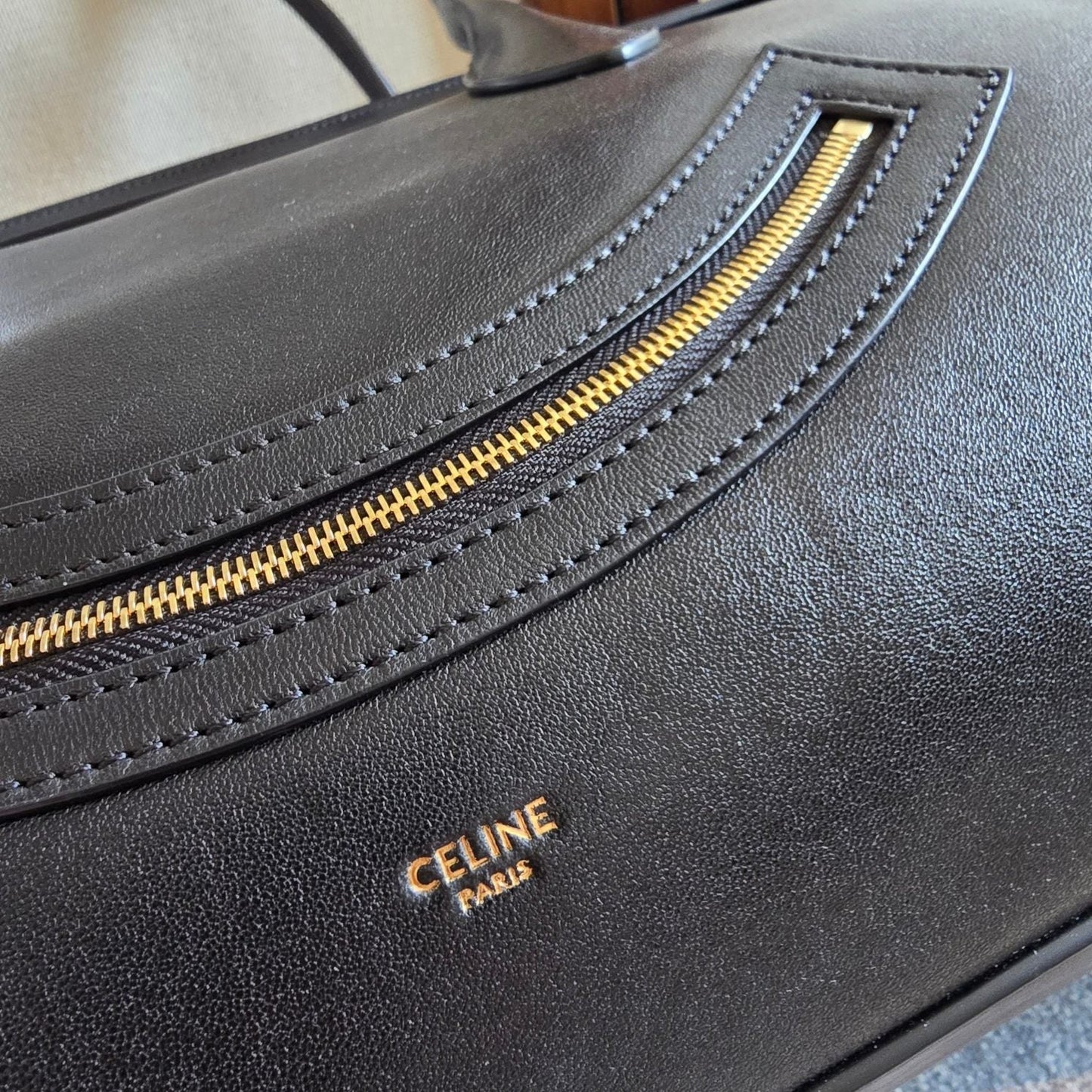 Celine 2026 Large Luggage Black Shiny Lambskin
