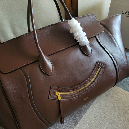 Celine 2026 Large Luggage Brown Shiny Lambskin