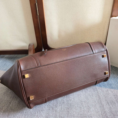 Celine 2026 Small Luggage Brown Shiny Lambskin