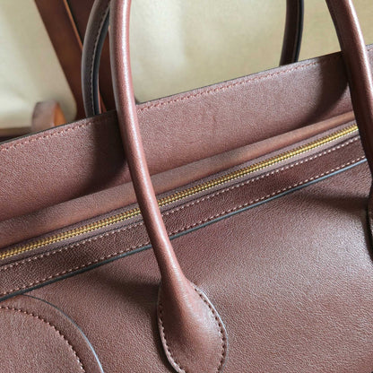 Celine 2026 Small Luggage Brown Shiny Lambskin