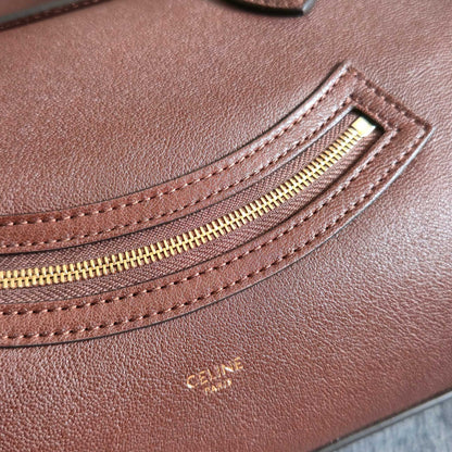 Celine 2026 Small Luggage Brown Shiny Lambskin