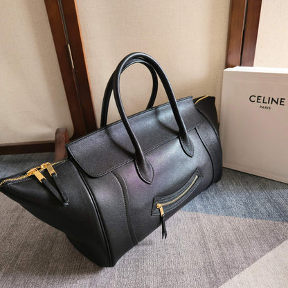 Celine 2026 Small Luggage Black Shiny Lambskin