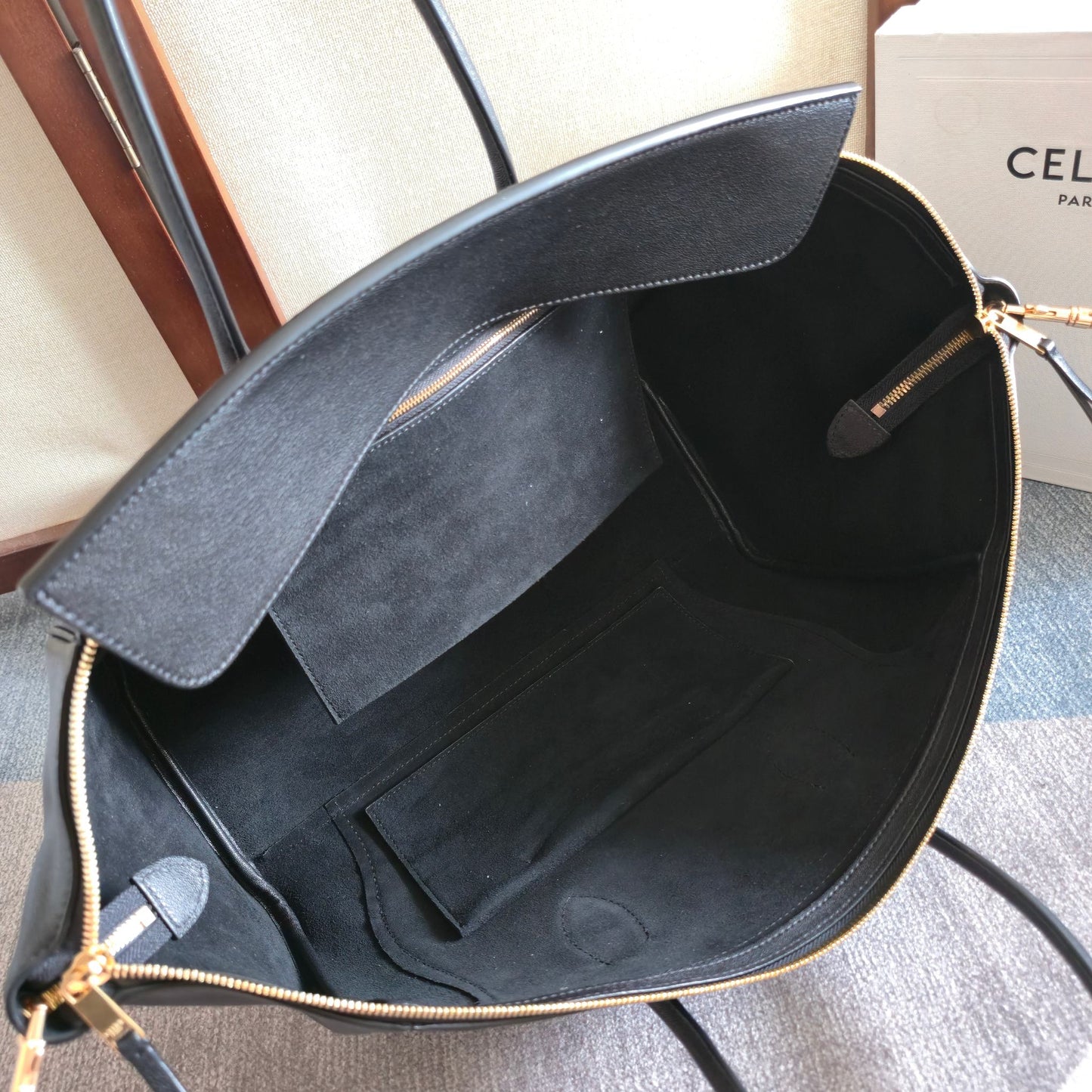 Celine 2026 Small Luggage Black Shiny Lambskin