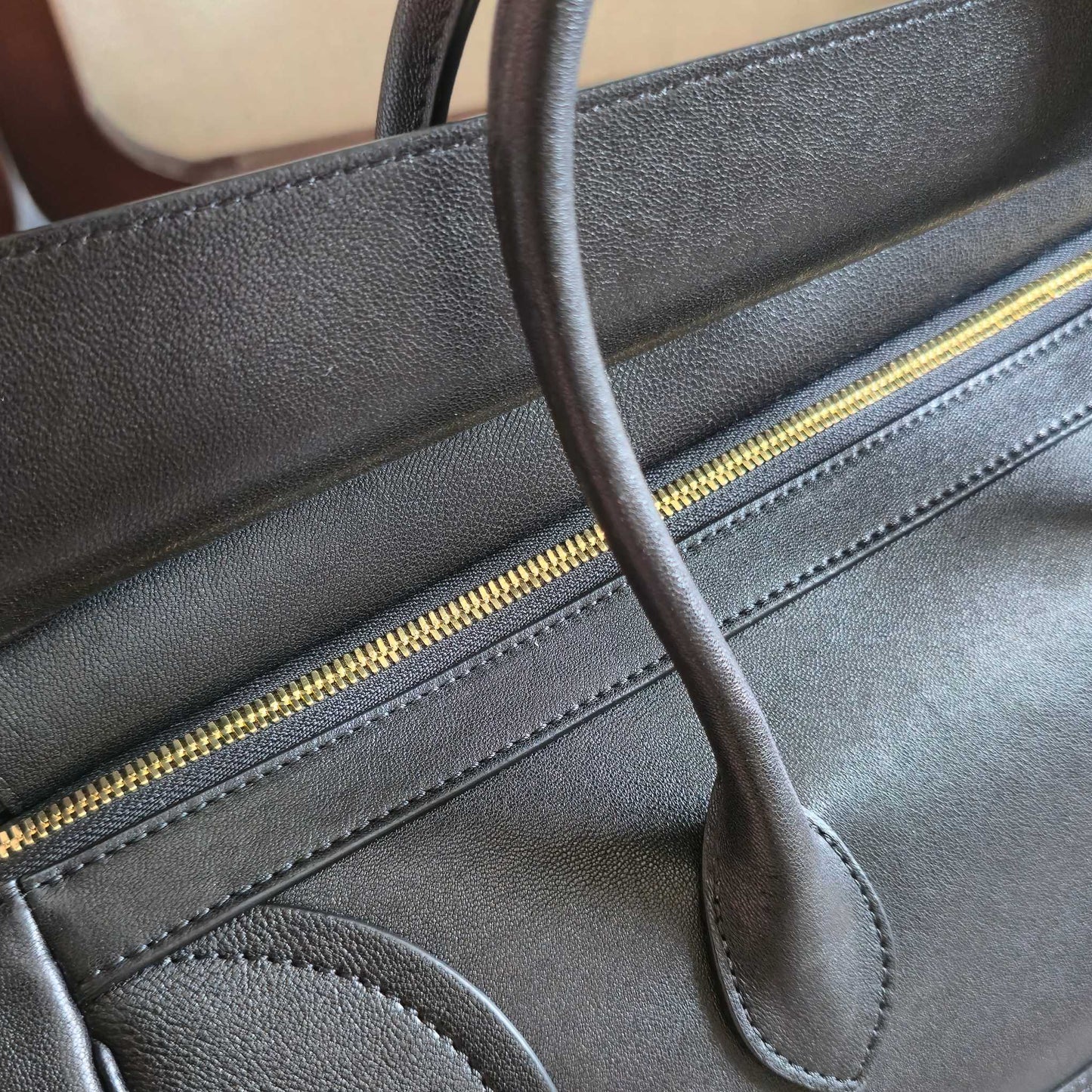 Celine 2026 Small Luggage Black Shiny Lambskin