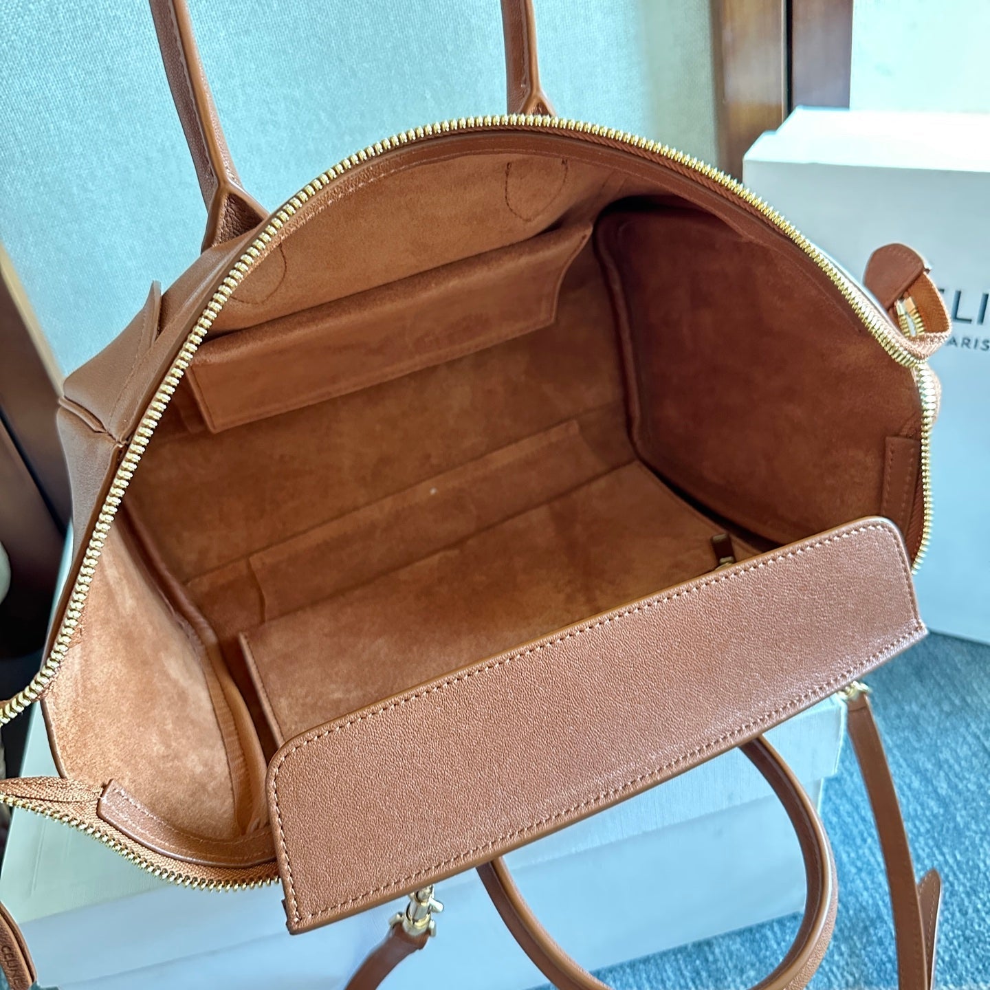 Celine Small Smiling New Luggage Light Brown Lambskin