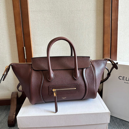 Celine Small Smiling New Luggage Chocolate Lambskin