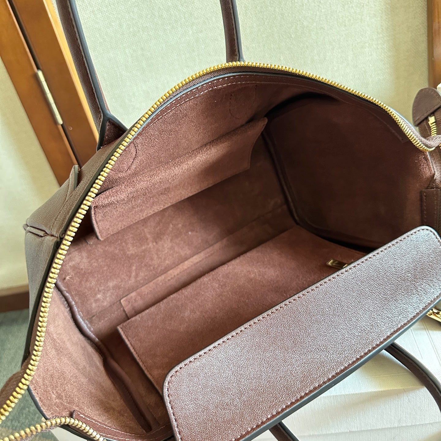 Celine Small Smiling New Luggage Chocolate Lambskin