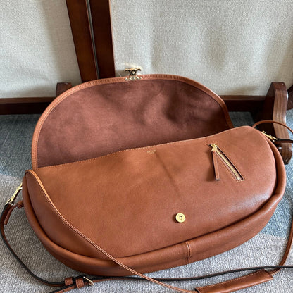 Celine Halfmoon Soft Triomphe Bag Brown Lambskin