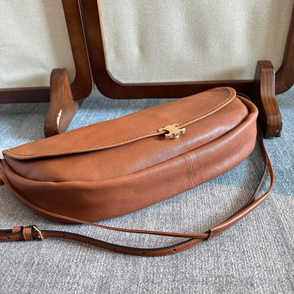 Celine Halfmoon Soft Triomphe Bag Brown Lambskin