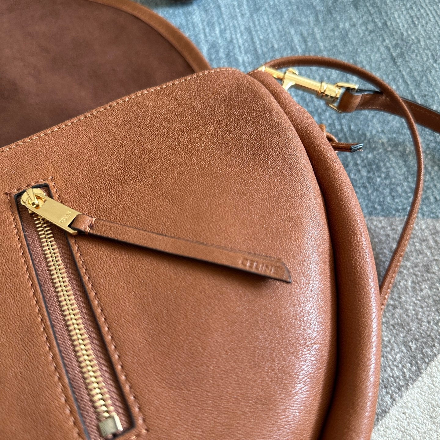 Celine Halfmoon Soft Triomphe Bag Brown Lambskin