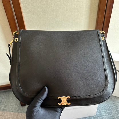 Celine Besace Soft Triomphe Bag Black Lambskin
