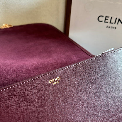Celine Besace Soft Triomphe Bag Dark Burgundy Lambskin