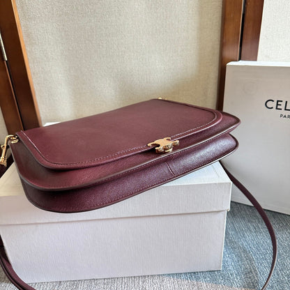 Celine Besace Soft Triomphe Bag Dark Burgundy Lambskin