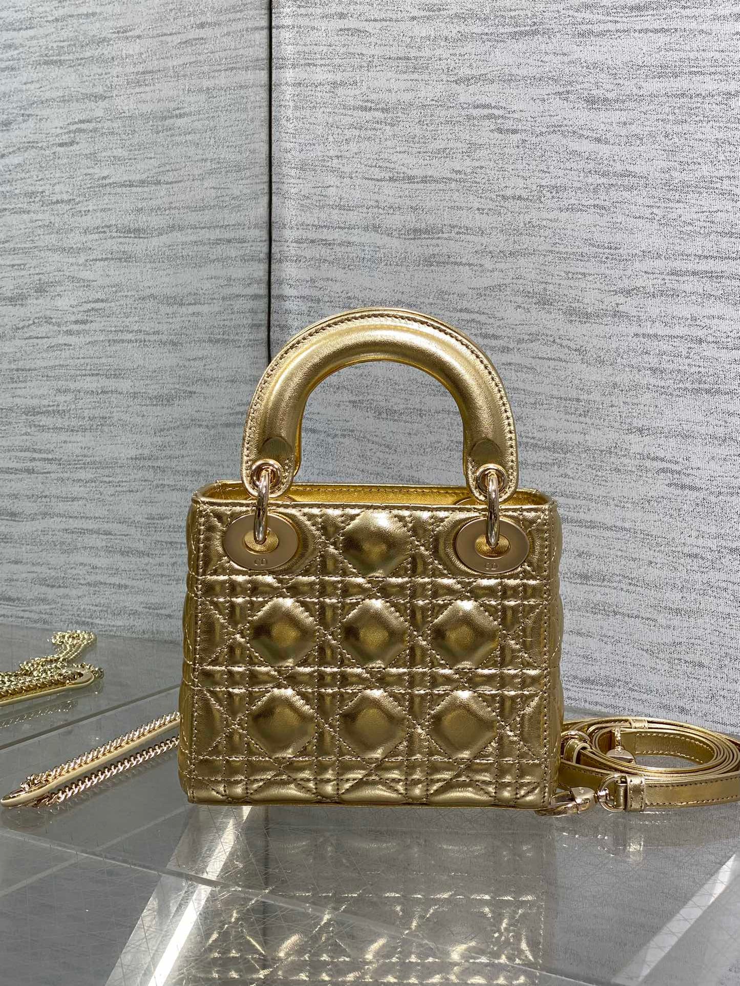 Dior 2026 Mini Lady Dior Bag Gold Lambskin 270893