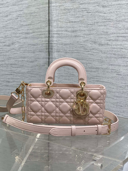Dior 2026 Lady D-Joy Bag 22cm Powder Pink Cannage Lambskin