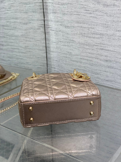 Dior 2026 Mini Lady Dior Bag Rose Gold Lambskin 270518