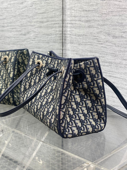 Dior 2026 Small Shopping Bag Blue Beige Canvas Leather 284287