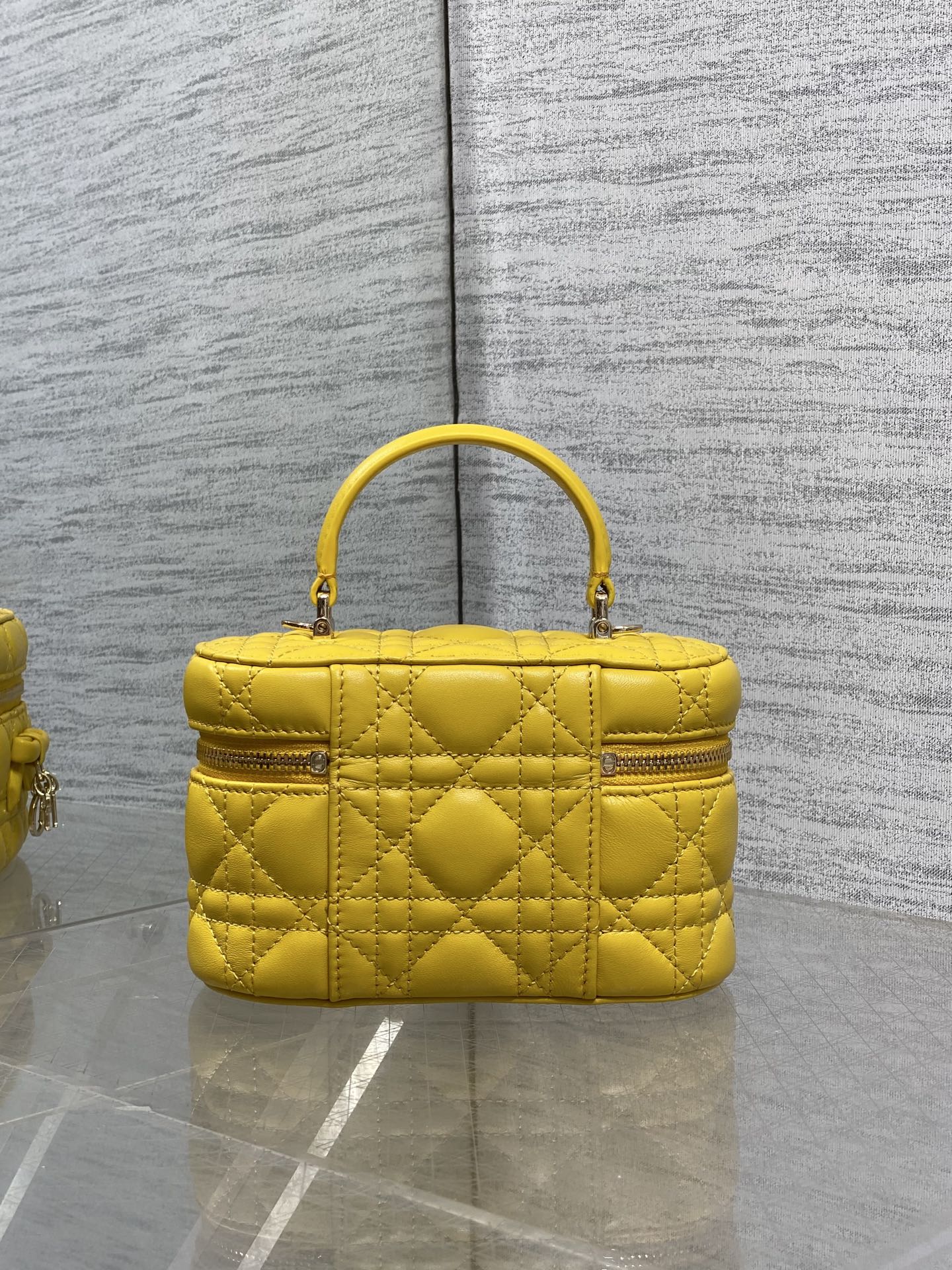 Dior 2026 Vanity Bag 17.5cm Yellow Cannage Lambskin 286426