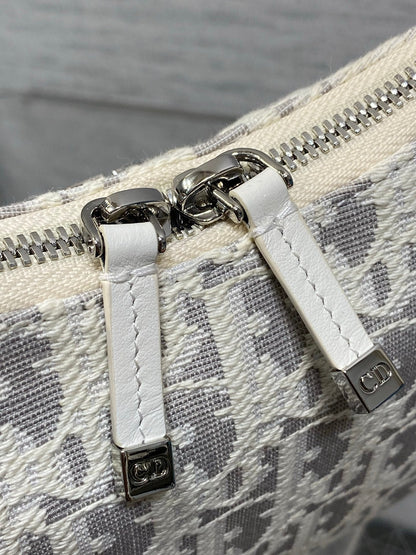 Dior 2026 Diorling 19cm Bag White Grey Cotton Calfskin 289144