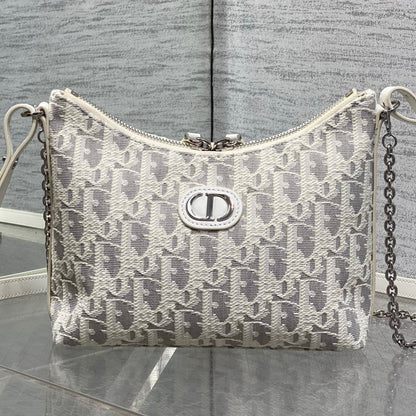 Dior 2026 Diorling 19cm Bag White Grey Cotton Calfskin 289144